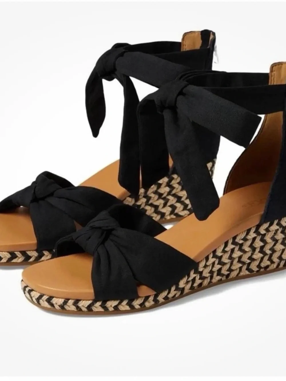 Ugg Yarrow Espadrilles Wedge Sandals Black Canvas & Leather Women’s sz 11